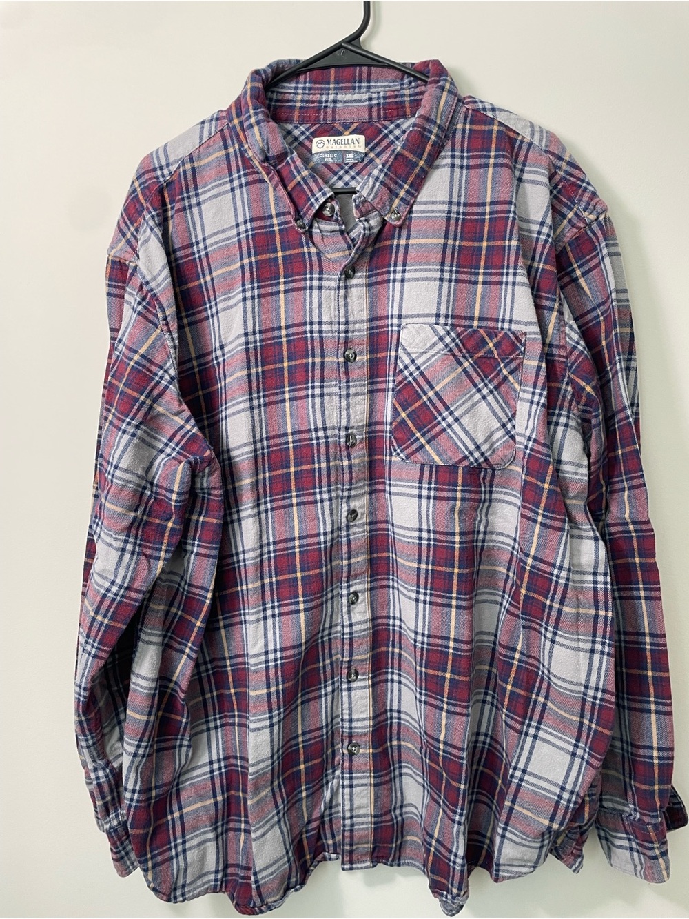 Magellan Outdoors Men's 3XL Red Plaid Button-Up Flannel Shirt